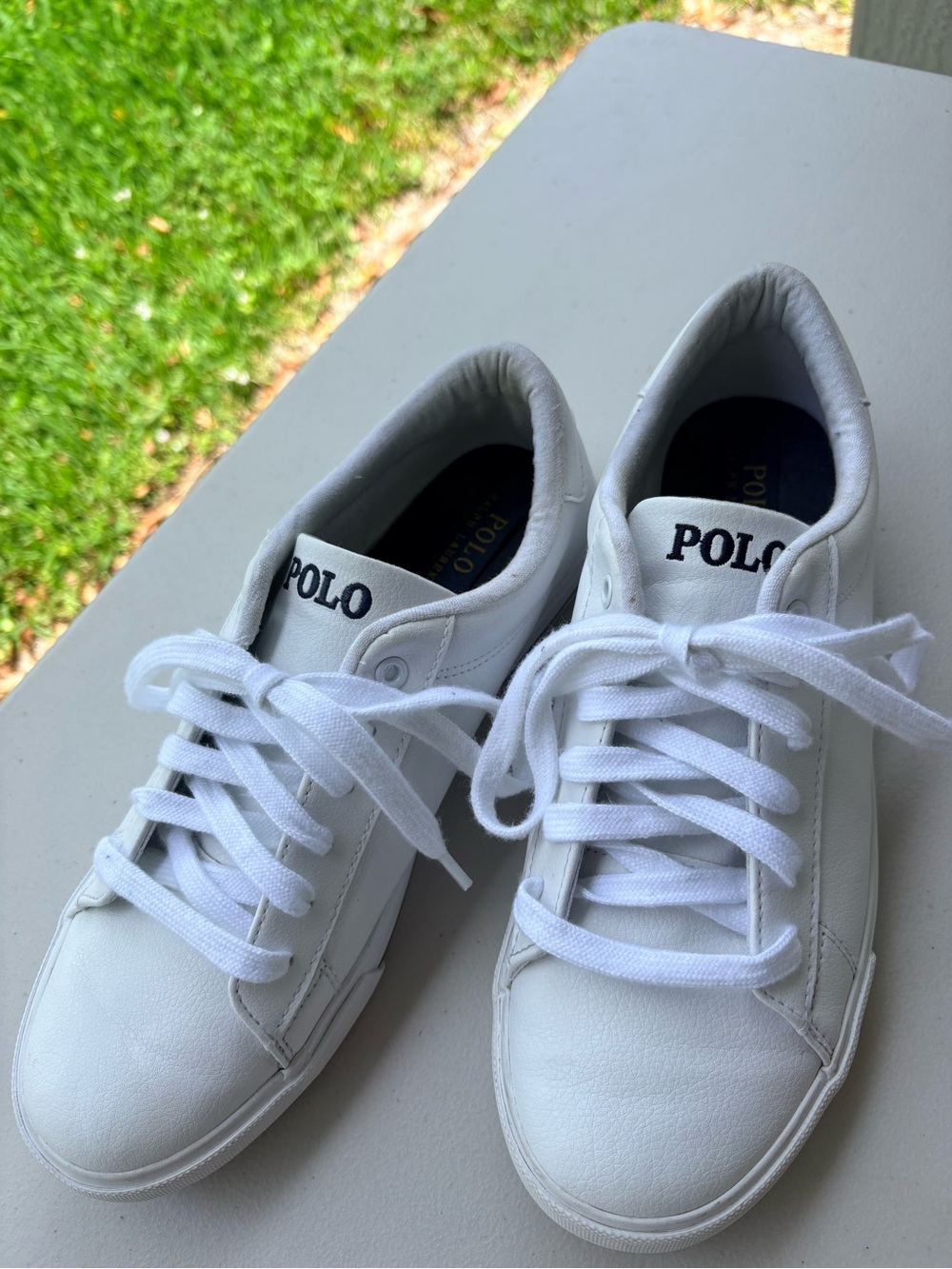 Ralph Lauren White Low-Top Leather Sneakers for Men